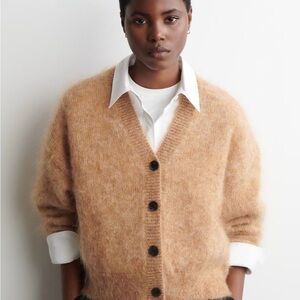 COS NWOT Cozy Tan Button-Up Cardigan M WOOL MOHAIR